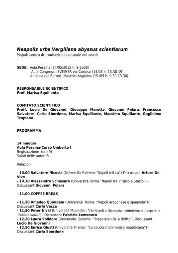 Neapolis urbs Vergiliana abyssus scientiarum. Napoli centro di ...