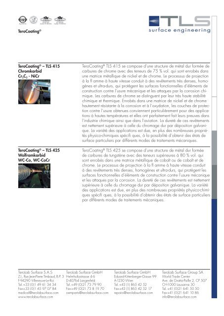 TeroCoating fiches techniques (pdf, 433 Ko) - TLS surface engineering