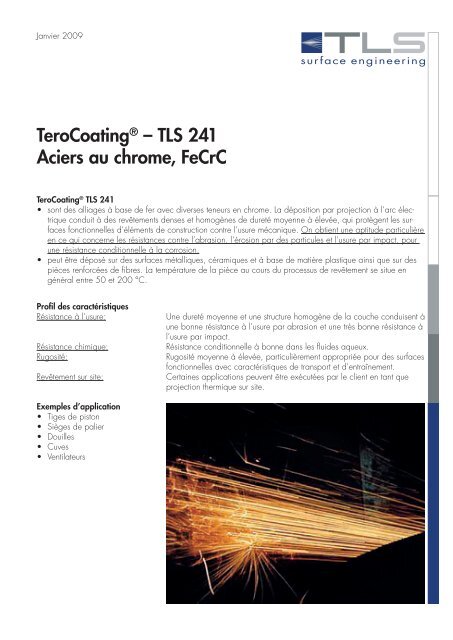 TeroCoating fiches techniques (pdf, 433 Ko) - TLS surface engineering