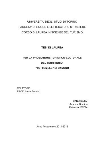 Tesi di Laure di Amanda Bordino - Cavour