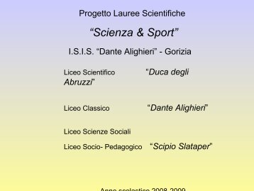 Sci, atletica, nuoto - Progetto Lauree Scientifiche