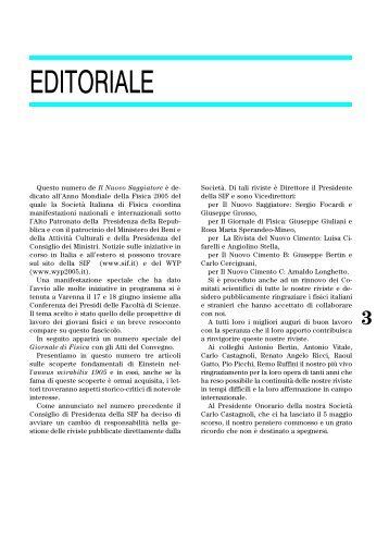 EDITORIALE - Società Italiana di Fisica - If