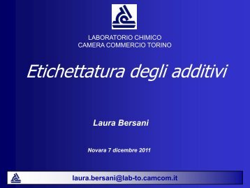 Etichettatura degli additivi - ASL 13 Novara