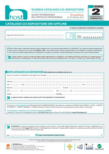 CATALOGO CO-ESPOSITORE ON-OFFLINE - Host - Fiera Milano