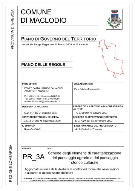 Schede degli elementi di caratterizzazione del paesaggio agrario e ...