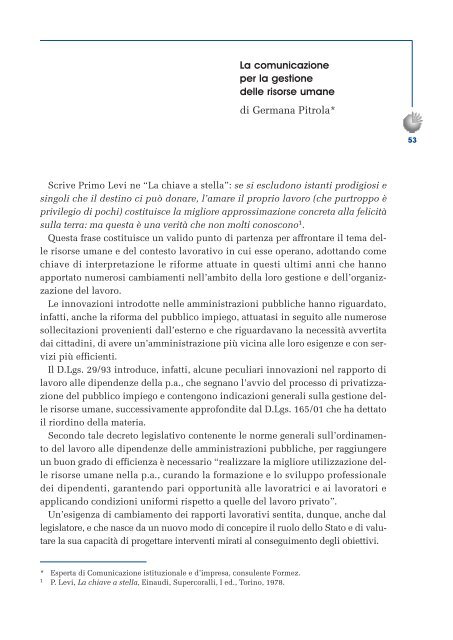 La comunicazione istituzionale e la gestione delle risorse ... - Formez