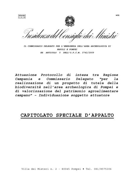 capitolato - Soprintendenza Archeologica di Pompei