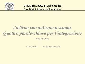 L'allievo con autismo a scuola Lucio Cottini - CTRH Chiari