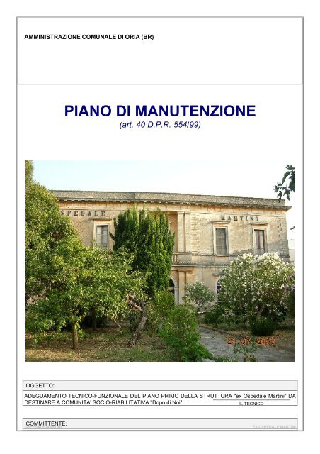 PIANO DI MANUTENZIONE (.pdf 7 Mb) - Città di Oria