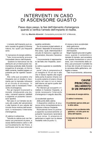 5.12 Interventi in caso ascensore guasto. - vigili del fuoco - pisa