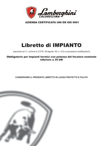 Libretto di IMPIANTO - Lamborghini Calor