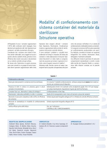 Modalita' di confezionamento con sistema container del materiale ...