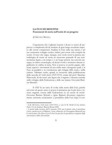 LA FUCI DI MONTINI Frammenti di storia nell'unità di un ... - EDUCatt