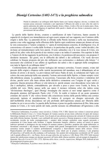 Dionigi Certosino (1402-1471) e la preghiera ... - Roberto Osculati