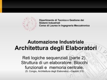 Architettura degli Elaboratori - Dipartimento di Tecnica e Gestione ...