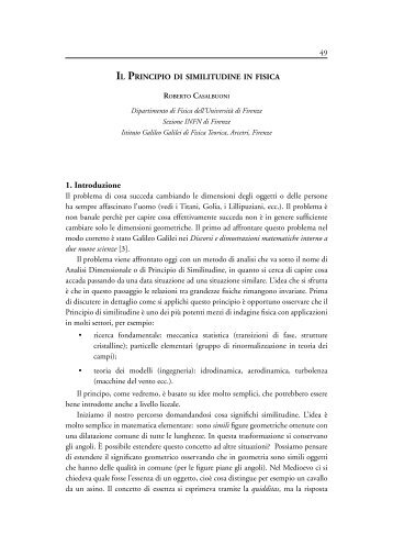 il principio di similitudine in fisica - Consiglio Regionale della Toscana