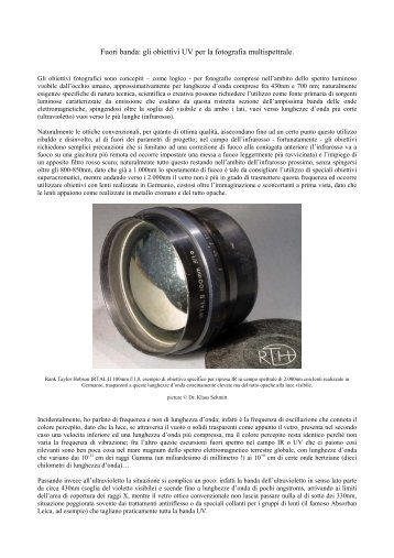 articolo obiettivi UV per foto multispettrale (PDF 3,63 ... - Marco Cavina