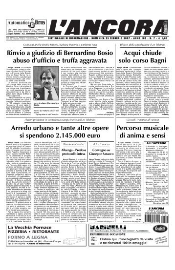 Acqui chiude solo corso Bagni Rinvio a giudizio di Bernardino Bosio ...