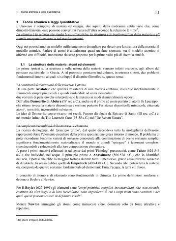 1.1 1 Teoria atomica e leggi quantitative L'Universo è ... - MedWiki