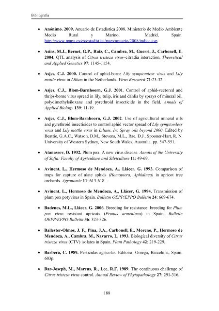 Epidemiología de Plum pox virus y Citrus tristeza virus en bloques ...