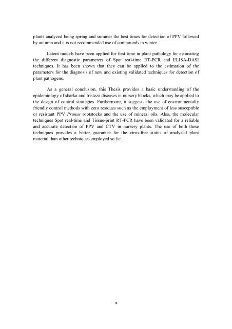 Epidemiología de Plum pox virus y Citrus tristeza virus en bloques ...