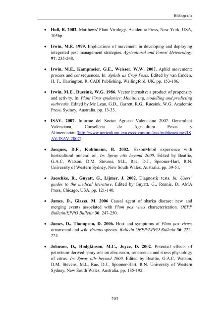 Epidemiología de Plum pox virus y Citrus tristeza virus en bloques ...