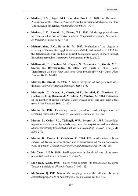 Epidemiología de Plum pox virus y Citrus tristeza virus en bloques ...