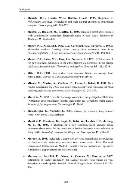 Epidemiología de Plum pox virus y Citrus tristeza virus en bloques ...