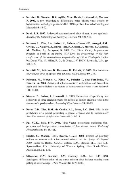 Epidemiología de Plum pox virus y Citrus tristeza virus en bloques ...