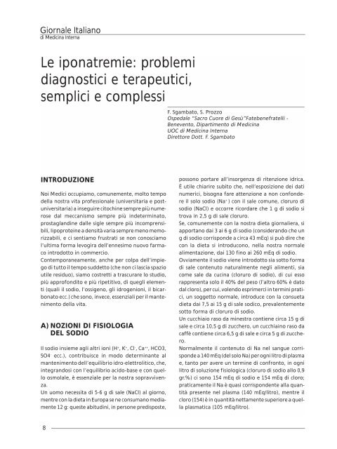 ÞÞÞÞÞÞ Le iponatremie: problemi diagnostici e terapeutici, semplici ...