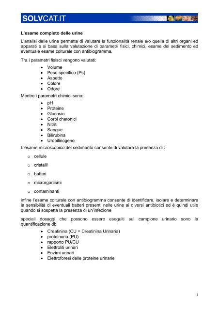 Scarica la guida all'analisi delle urine - Solvcat