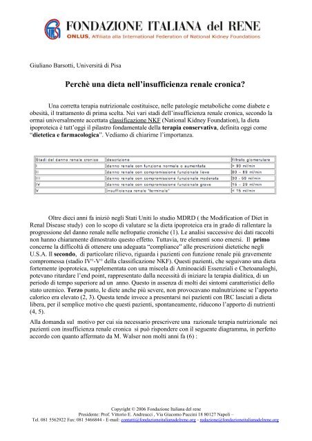 dieta nellinsufficienza renale cronica