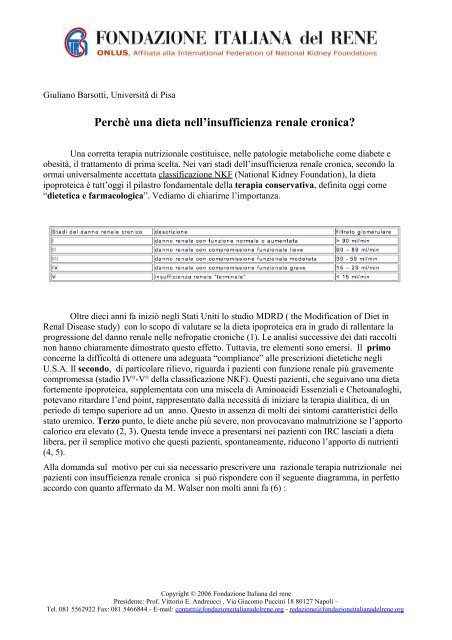 Perchè una dieta nell'insufficienza renale cronica? - Fondazione ...