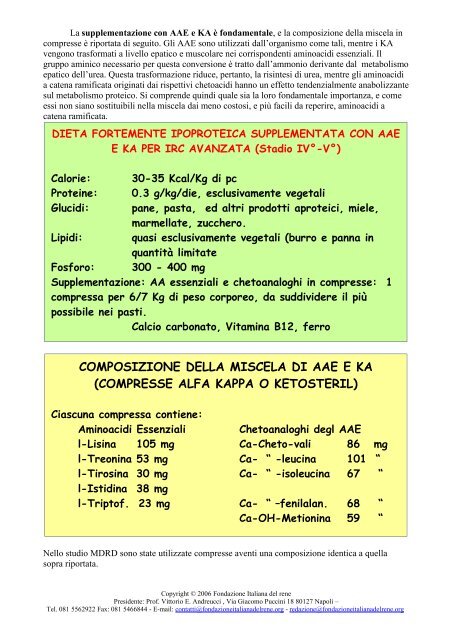 dieta cronica di insufficienza renale