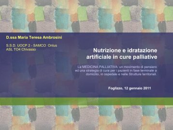 Nutrizione e idratazione artificiale in cure palliative