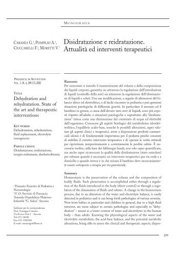 Disidratazione e reidratazione. Attualità ed interventi terapeutici