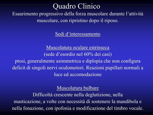 Lezione Miastenia Guillain-Barrè - Facoltà di Medicina e Chirurgia ...