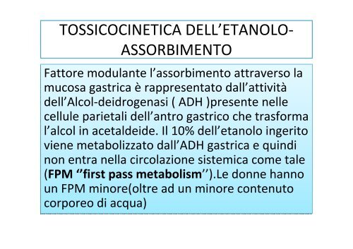 problemi e patologie alcolcorrelati:aspetti tossicologici ... - Cedostar