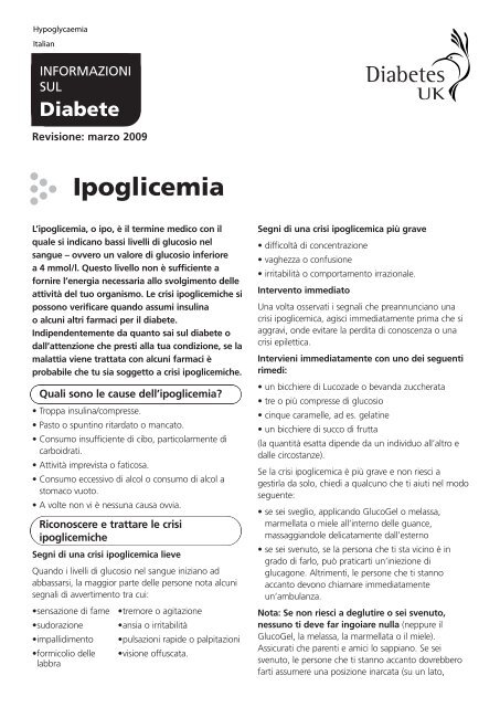 Ipoglicemia - Diabetes UK