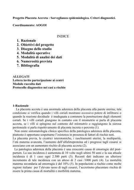Progetto Placenta Accreta - AOGOISICILIA.net