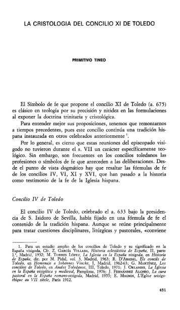 LA CRISTOLOGIA DEL CONCILIO XI DE TOLEDO