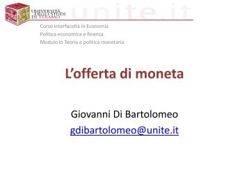 Il moltiplicatore monetario - Giovanni Di Bartolomeo