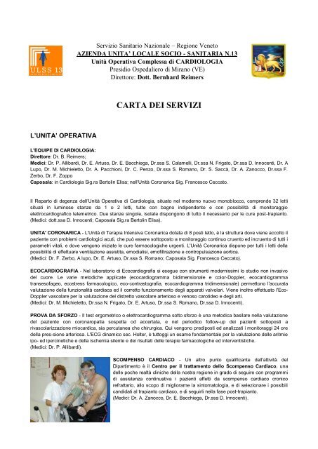 Carta Dei Servizi Ulss 13