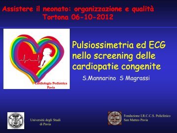 PULSIOSSIMETRIA ED ECG nello screening delle ... - ASL AL