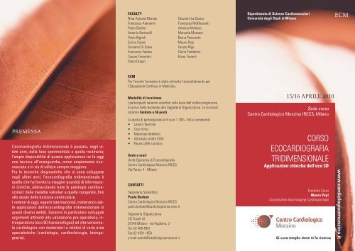 corso ecocardiografia tridimensionale - Centro Cardiologico Monzino