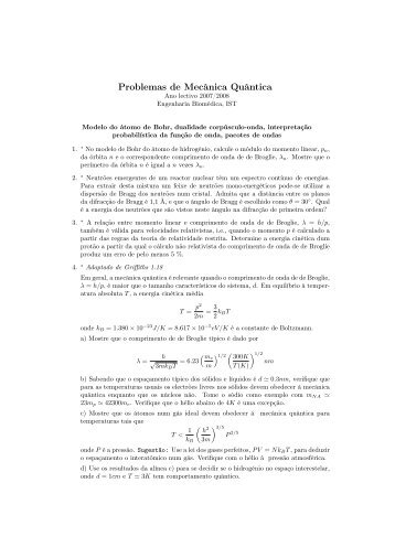 Problemas de Mecânica Quântica