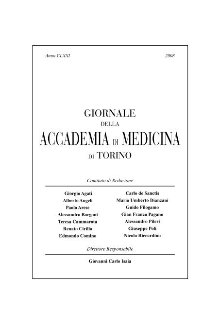 Scarica il Giornale 2008 in pdf - Accademia di Medicina di Torino ...