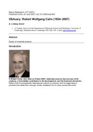 Obituary: Robert Wolfgang Cahn - Corsi di Studio in Scienza dei ...