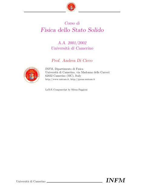 Esercizi Di Fisica Dello Stato Solido Gnxas