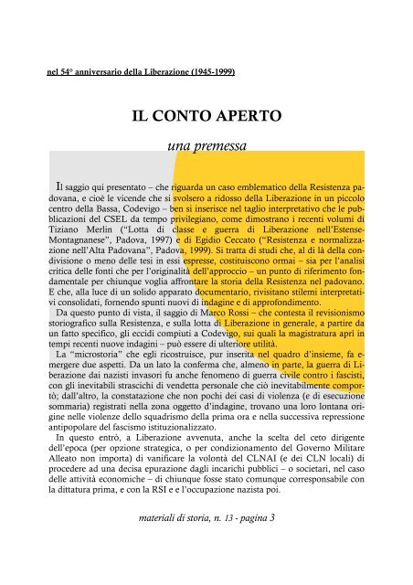 IL CONTO APERTO una premessa - Centro Studi Ettore Luccini